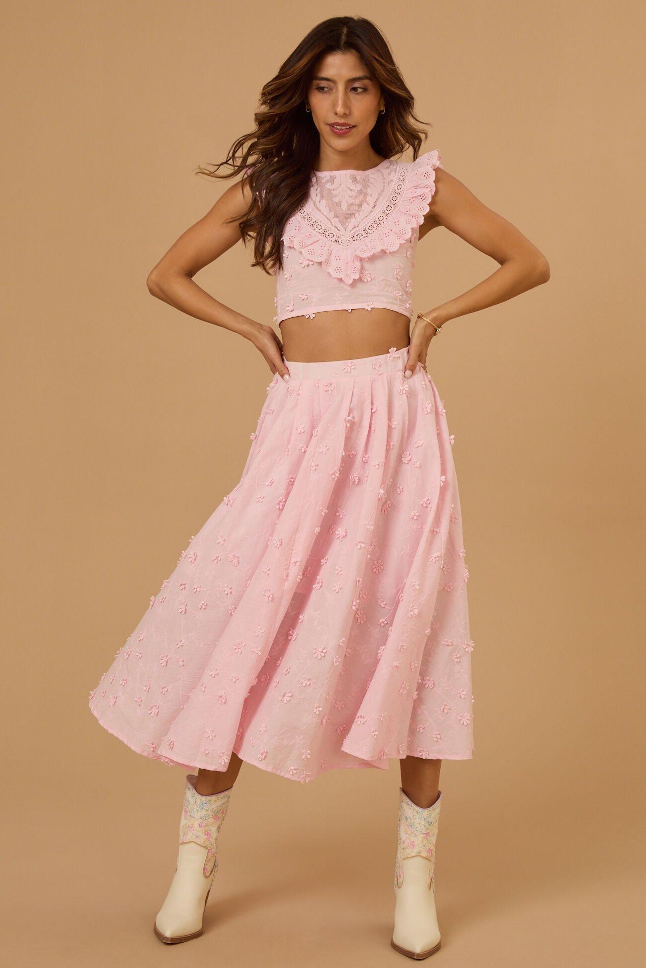 Stacey Embroidered Midi Skirt Product Image