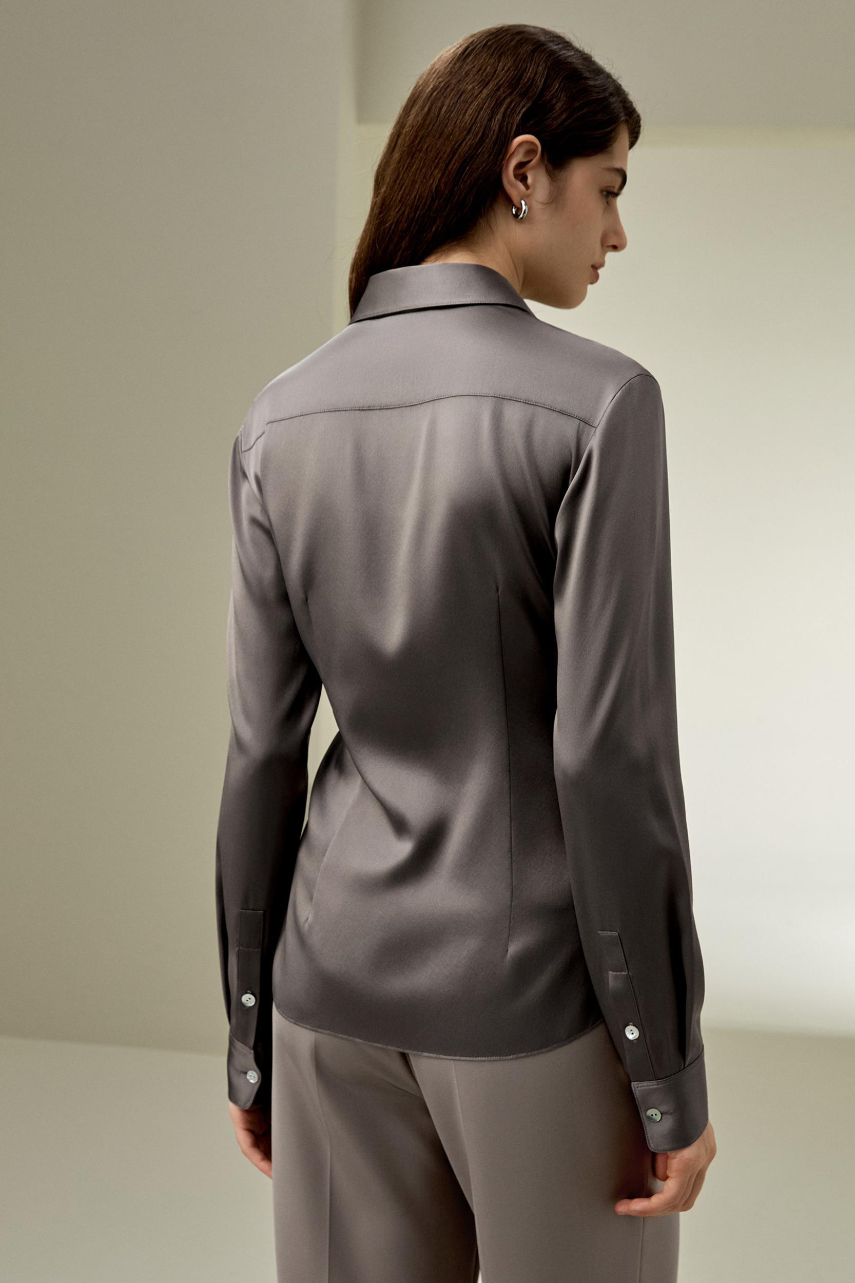 Elegant Silhouette Silk Shirt Product Image