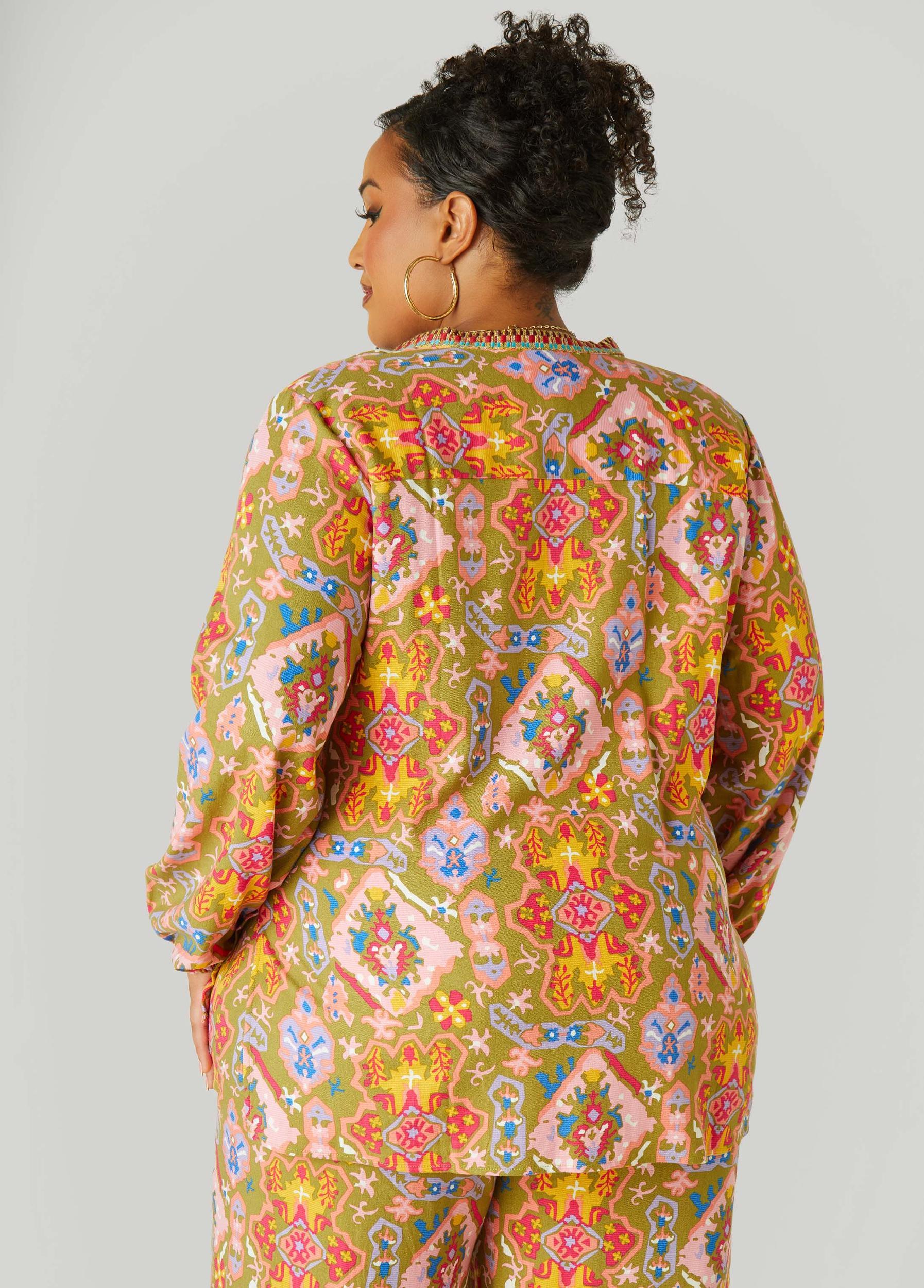 Embroidered Abstract Print Top Product Image