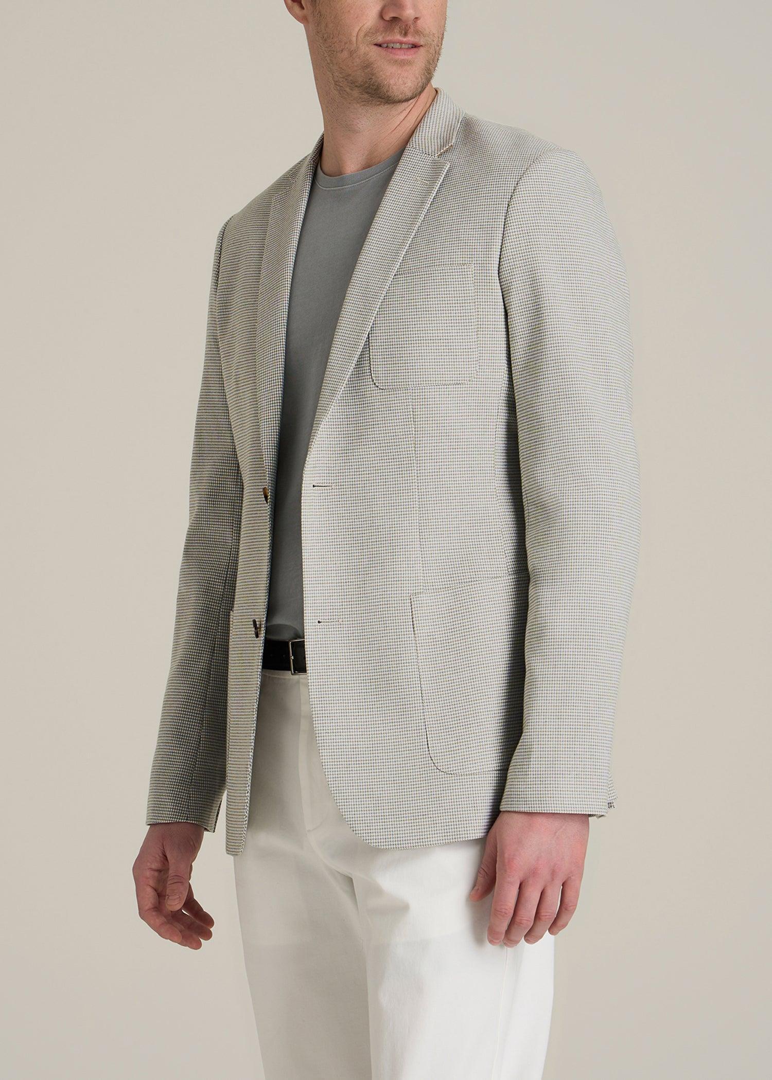 Men's Tall Core Blazer in Beige and Grey Houndstooth Product Image