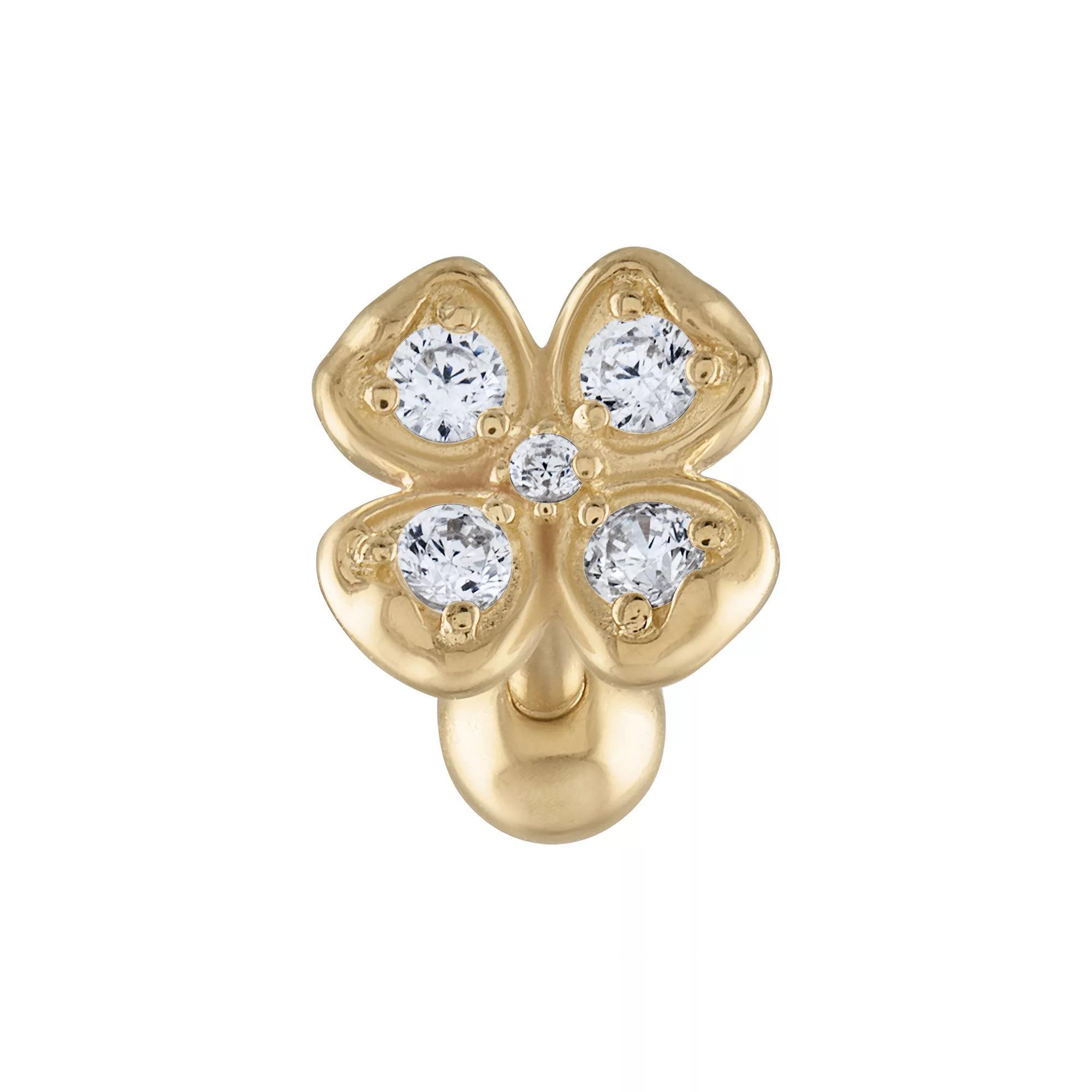Amella Jewels 14k Gold Cubic Zirconia Flower Cartilage Earring, Women's Product Image