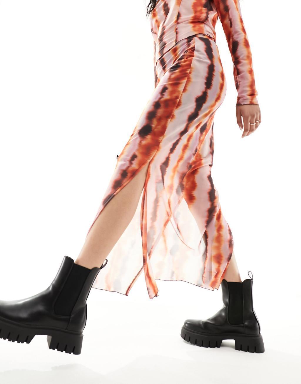 Pieces tie dye jersey midi skirt Product Image