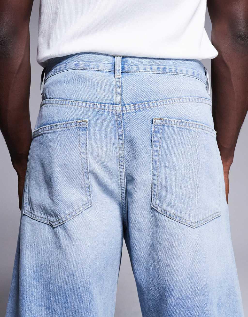 ASOS DESIGN horseshoe fit jeans in light wash blue Product Image