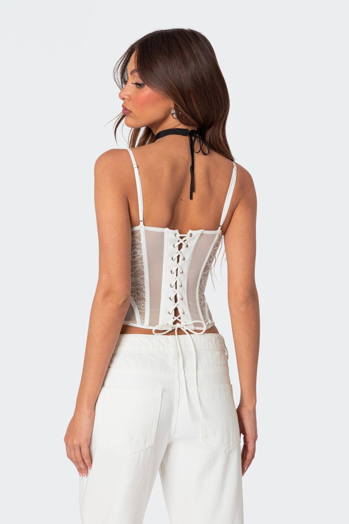Becki Sheer Lace Cupped Corset Product Image