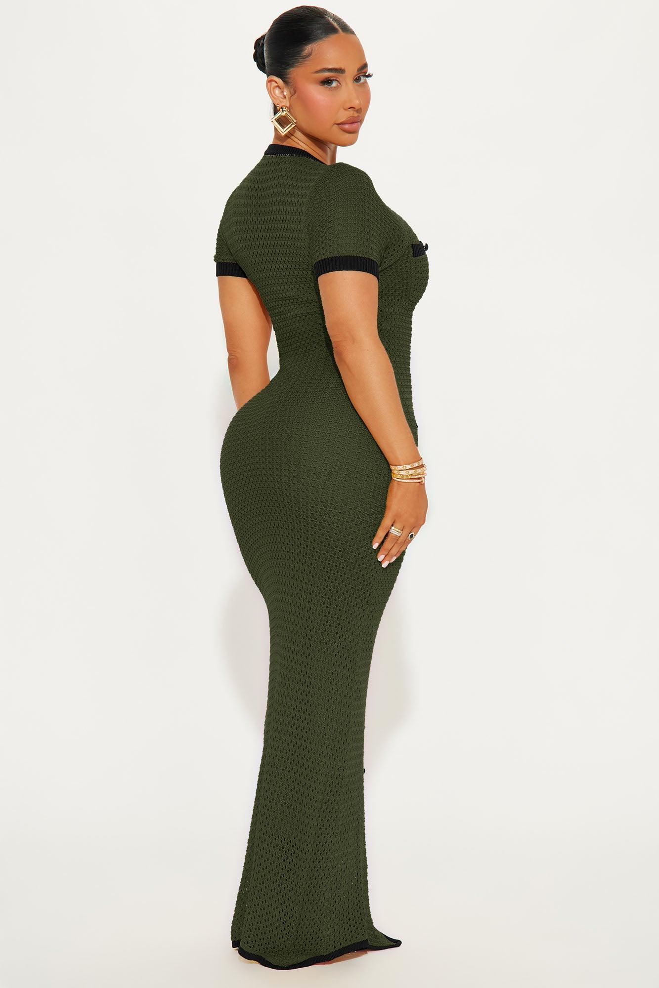 Elena Crochet Maxi Dress - Olive Product Image
