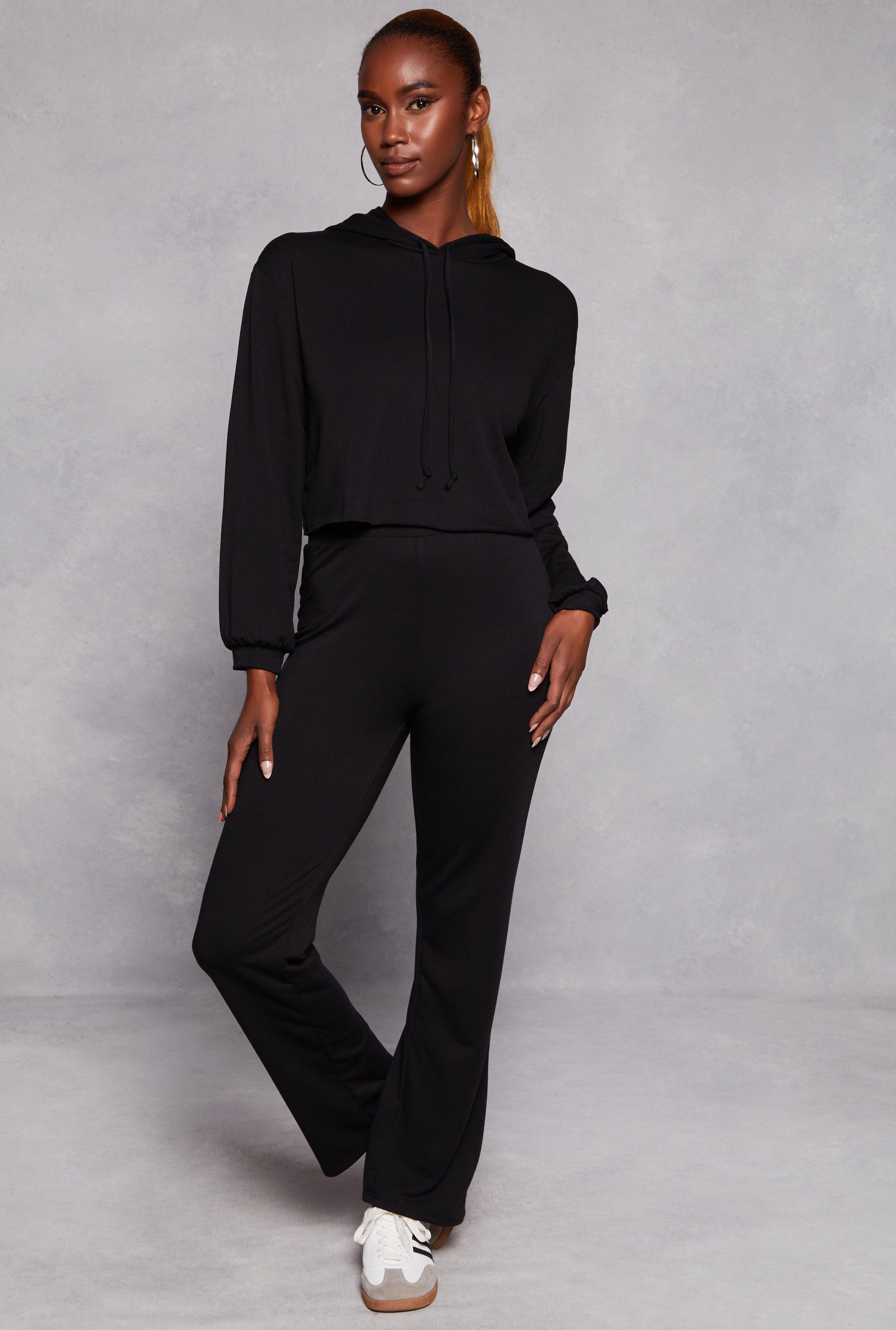 Womens French Terry High Waist Flare Pants Product Image