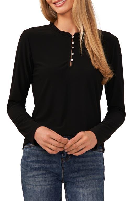CeCe Long Sleeve Half Placket Knit Blouse (New Ivory) Women's Clothing Product Image