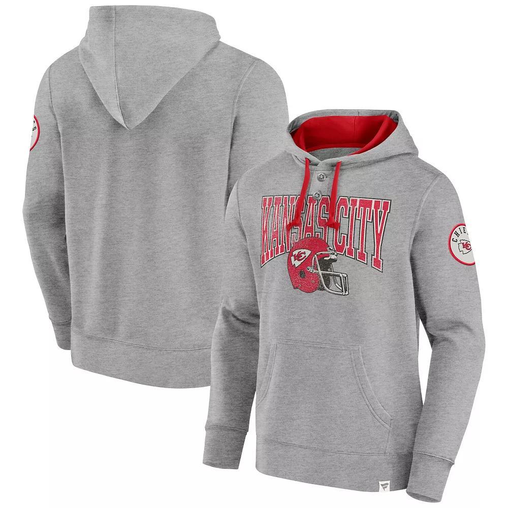 Men's Fanatics  Heather Gray Kansas City Chiefs Label Maker Pullover Hoodie, Size: XL, Grey Product Image