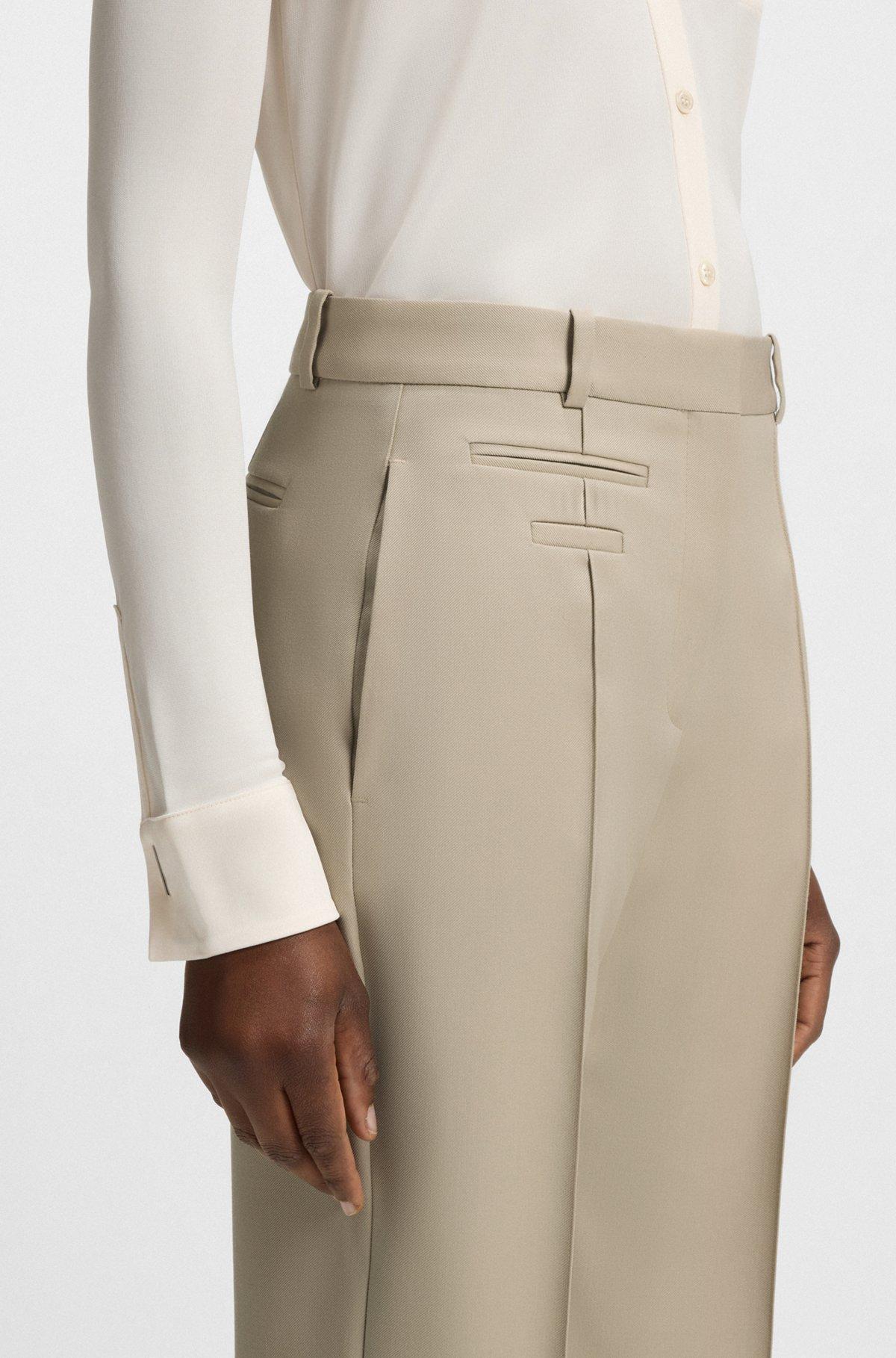 BOSS - Regular-fit trousers in virgin-wool twill - Light Beige Product Image