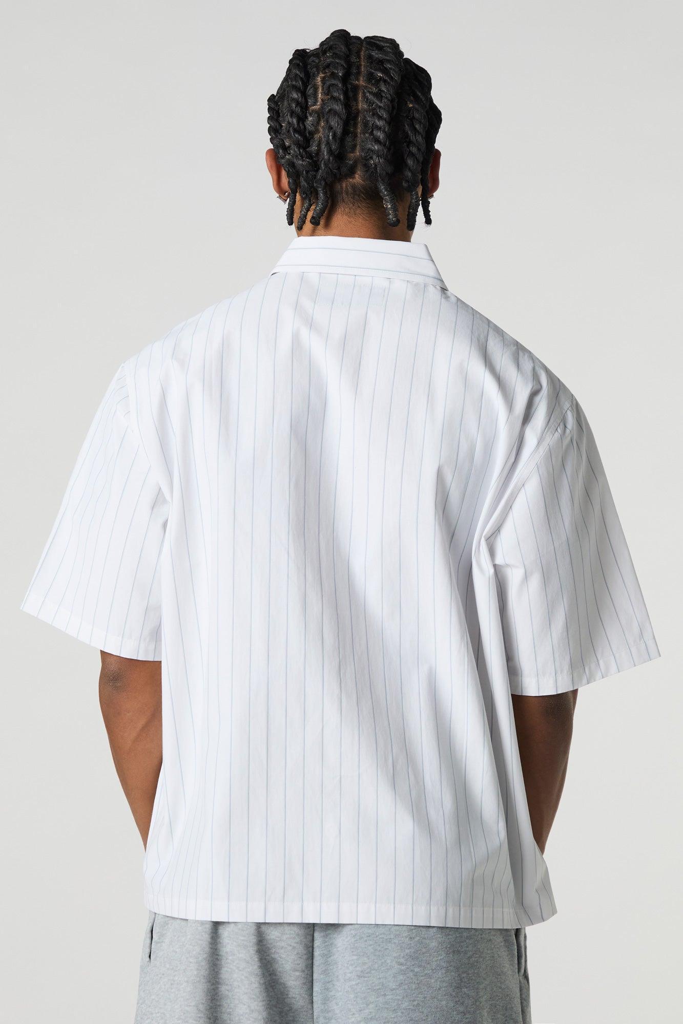 Striped Button-Up Boxy Top Male Product Image