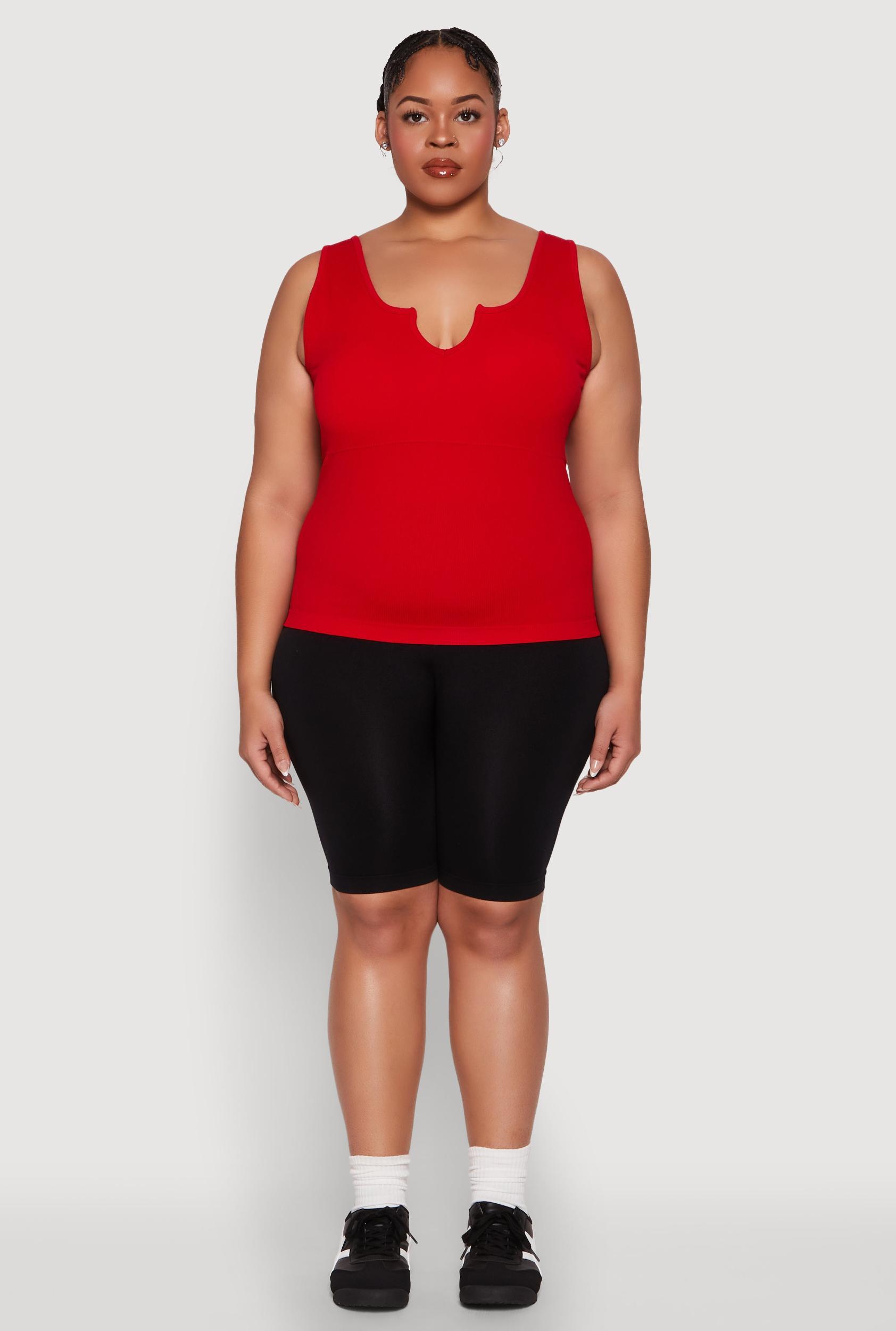 Womens Plus Size Seamless Notch Neck Tank Top Product Image