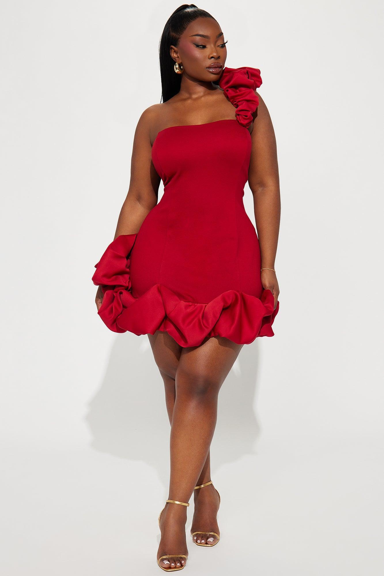 Wilma Ruffle Mini Dress - Red Product Image