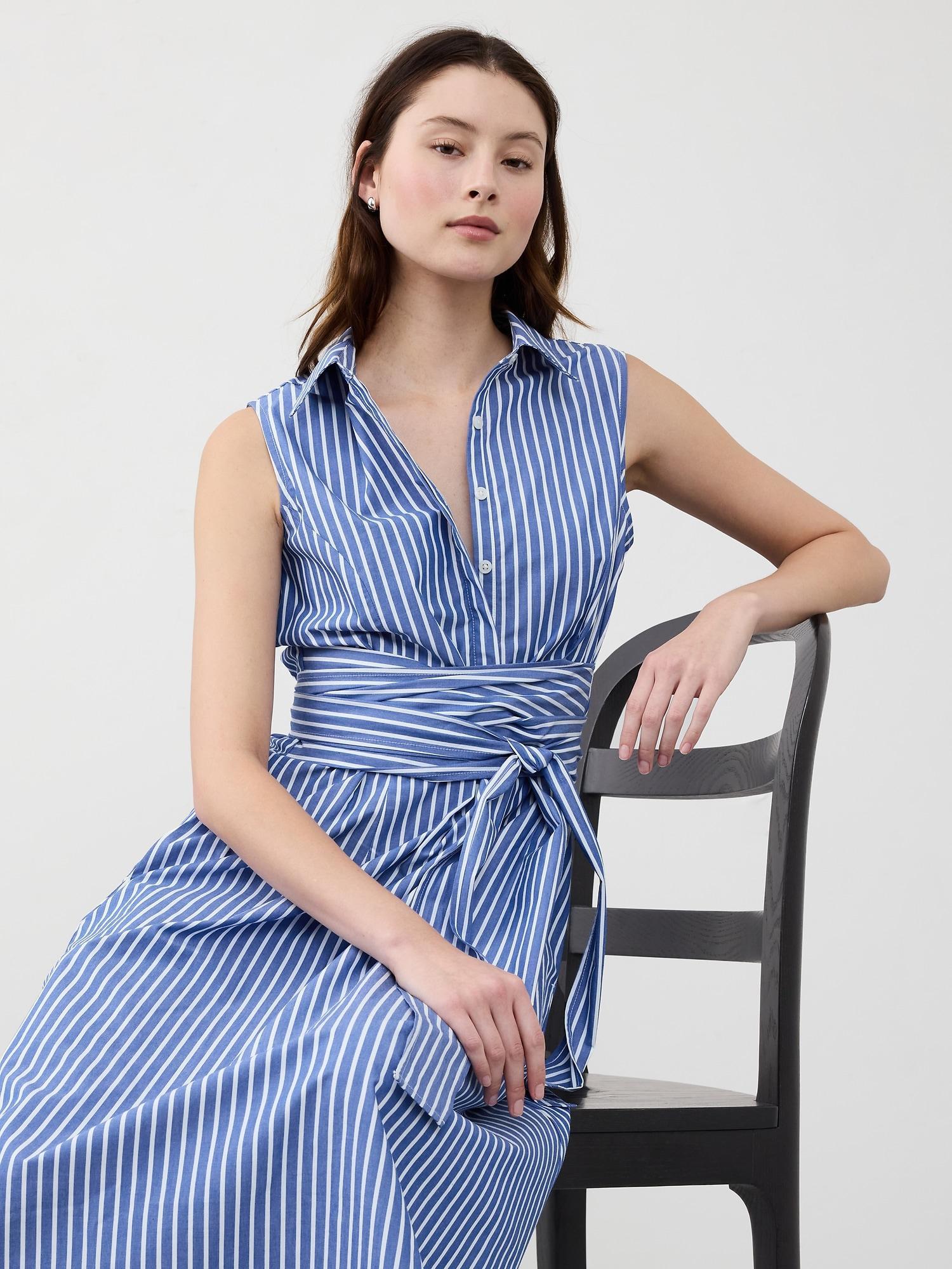 Poplin Cross-Waist Midi Dress Product Image