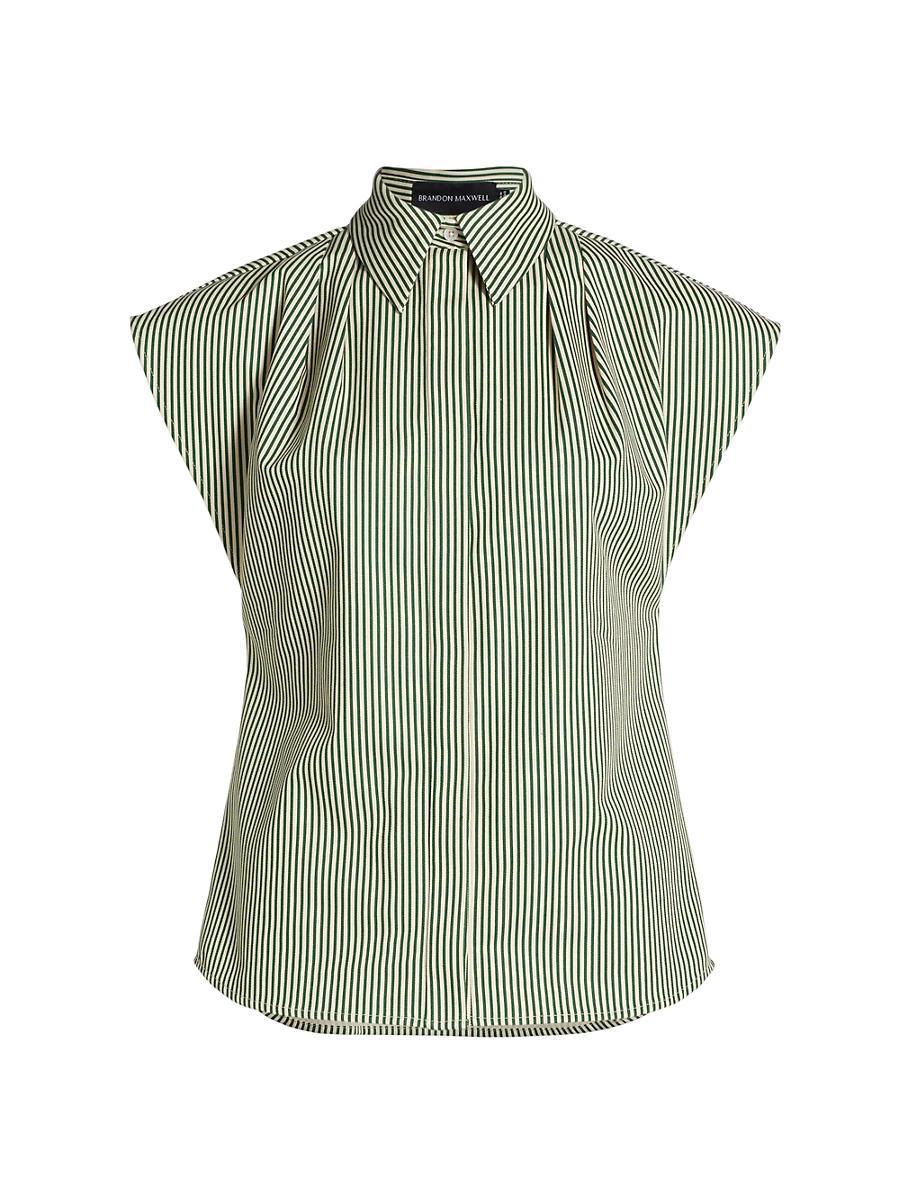 Womens The Gabi Pleated Striped Shirt Product Image