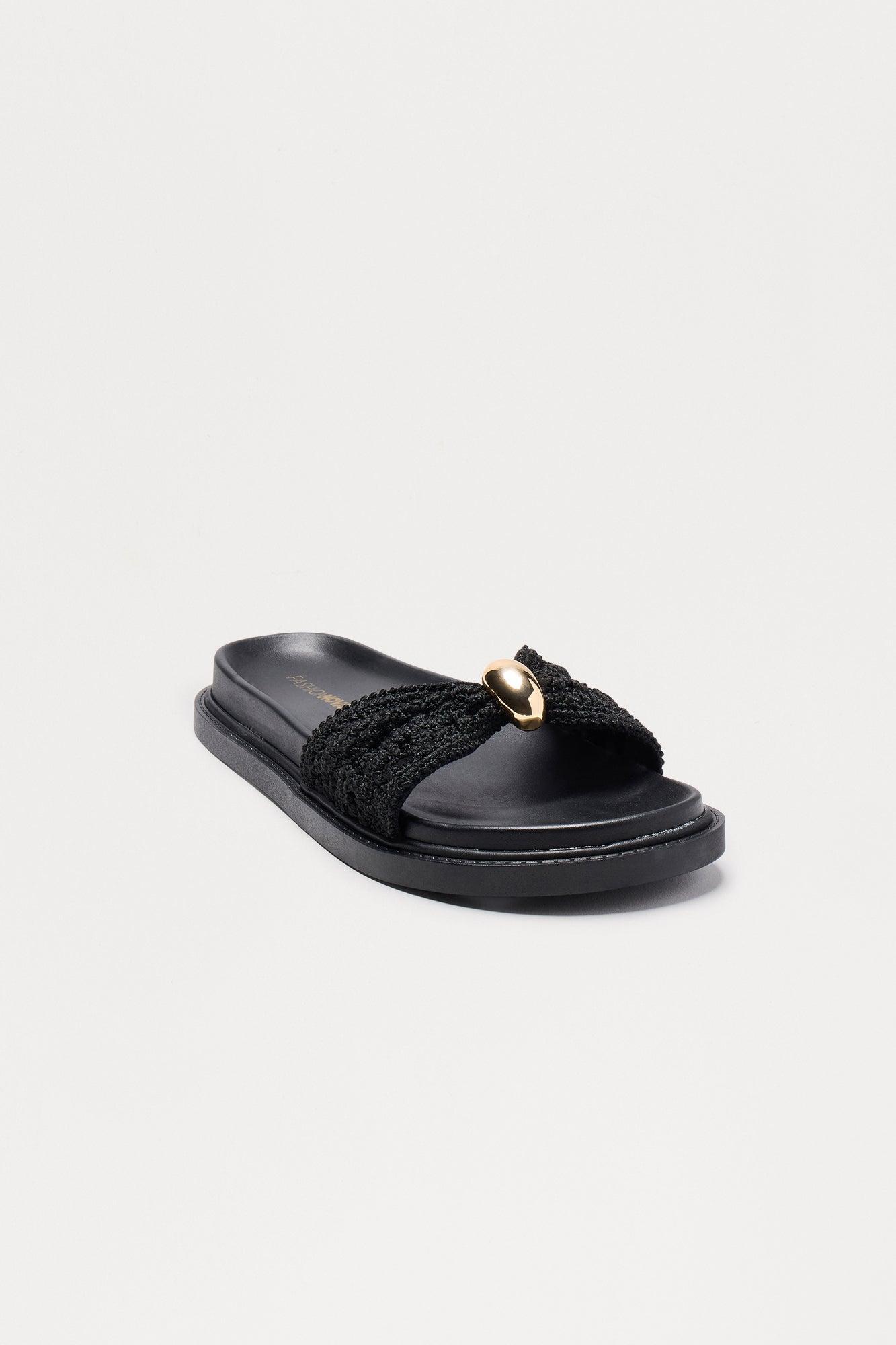 Yesenia Crochet Slides - Black Product Image