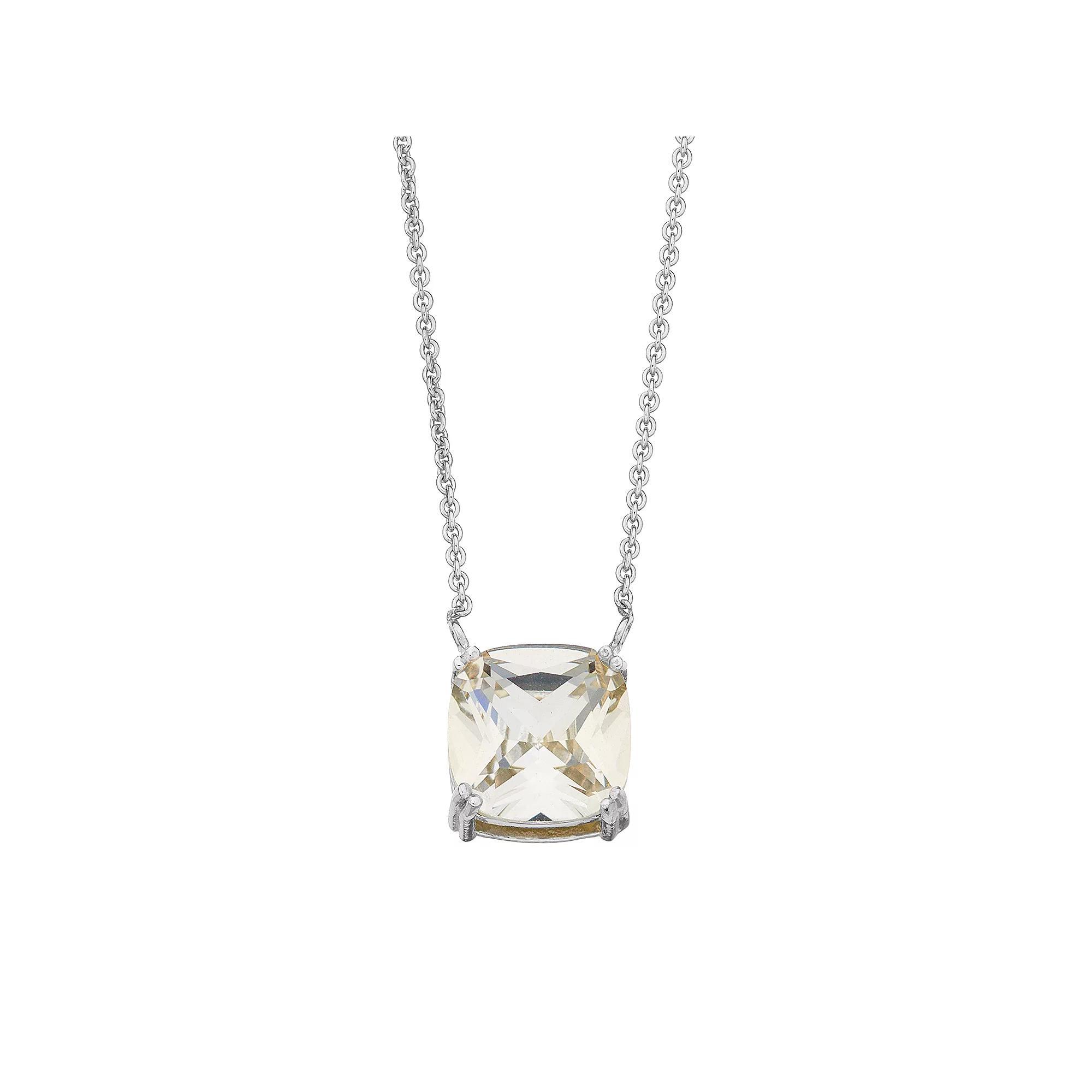 Aleure Precioso Sterling Silver Crystal Pendant Necklace, Women's, Size: 18", Silver Tone Clear Product Image