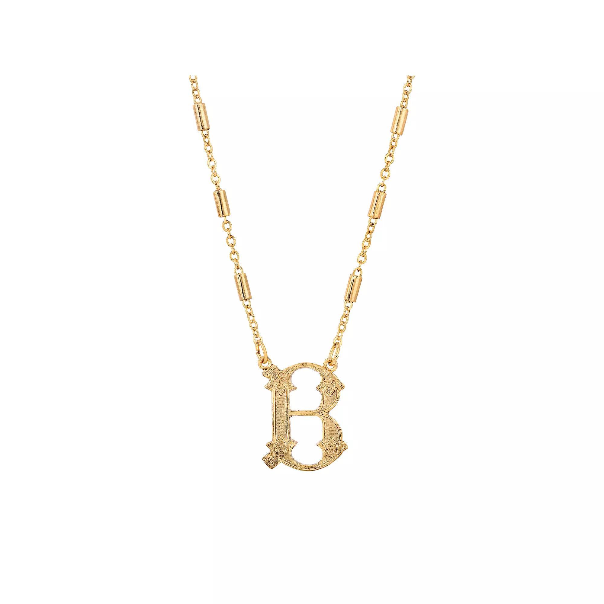 1928 Gold Tone Initial Necklace, Womens, Yellow L Product Image