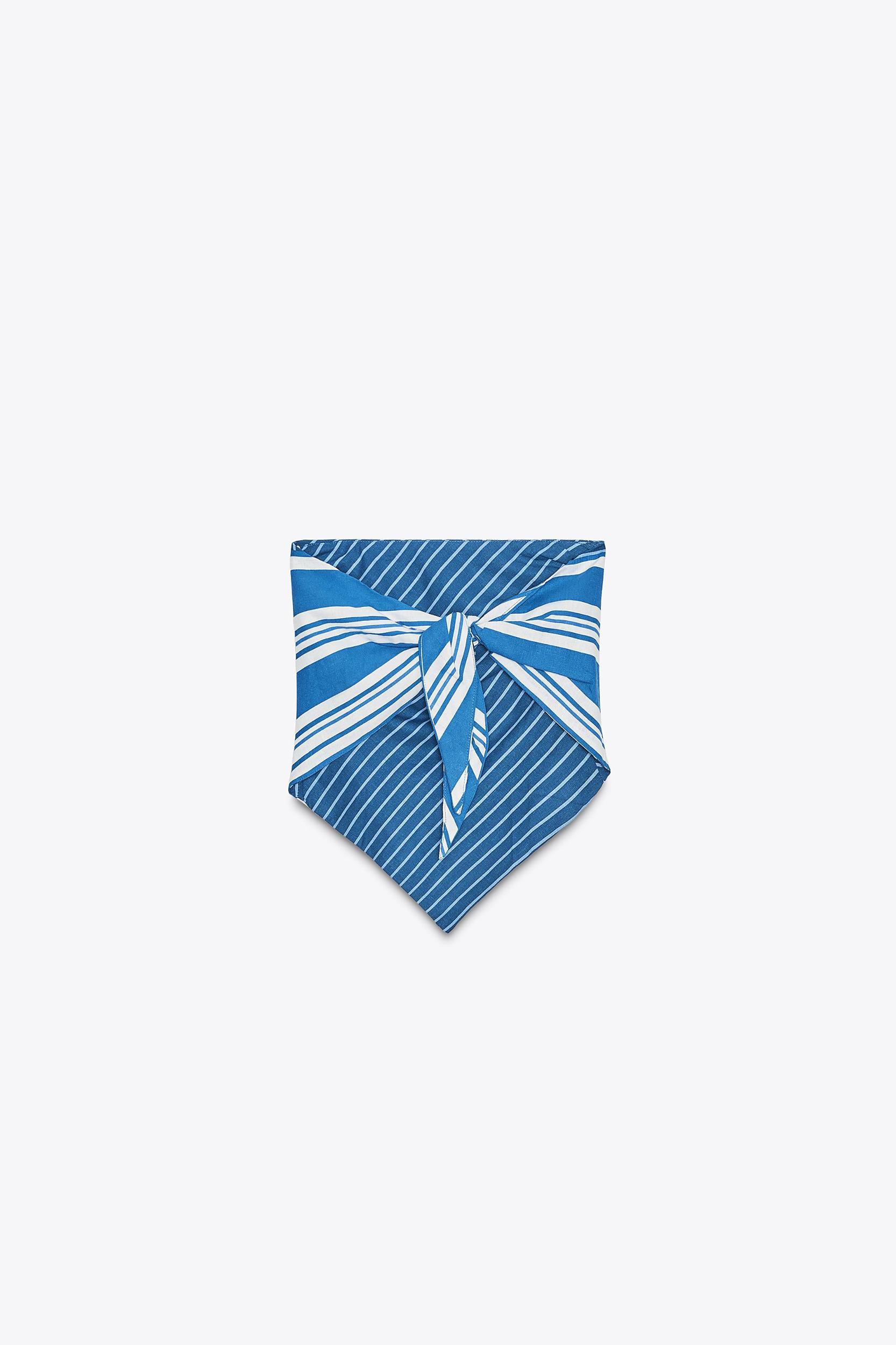 STRIPED LINEN BANDEAU TOP Product Image