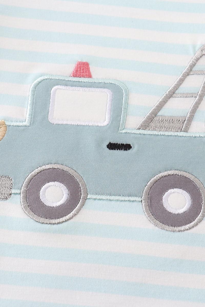Blue stripe crane truck applique top Product Image