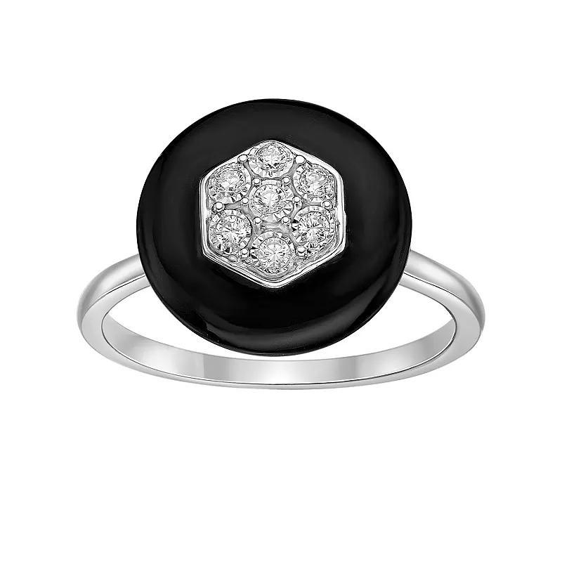Gemminded Sterling Silver 1/10 Carat T.W. Black Ceramic Diamond Ring, Women's, Size: 9 Product Image
