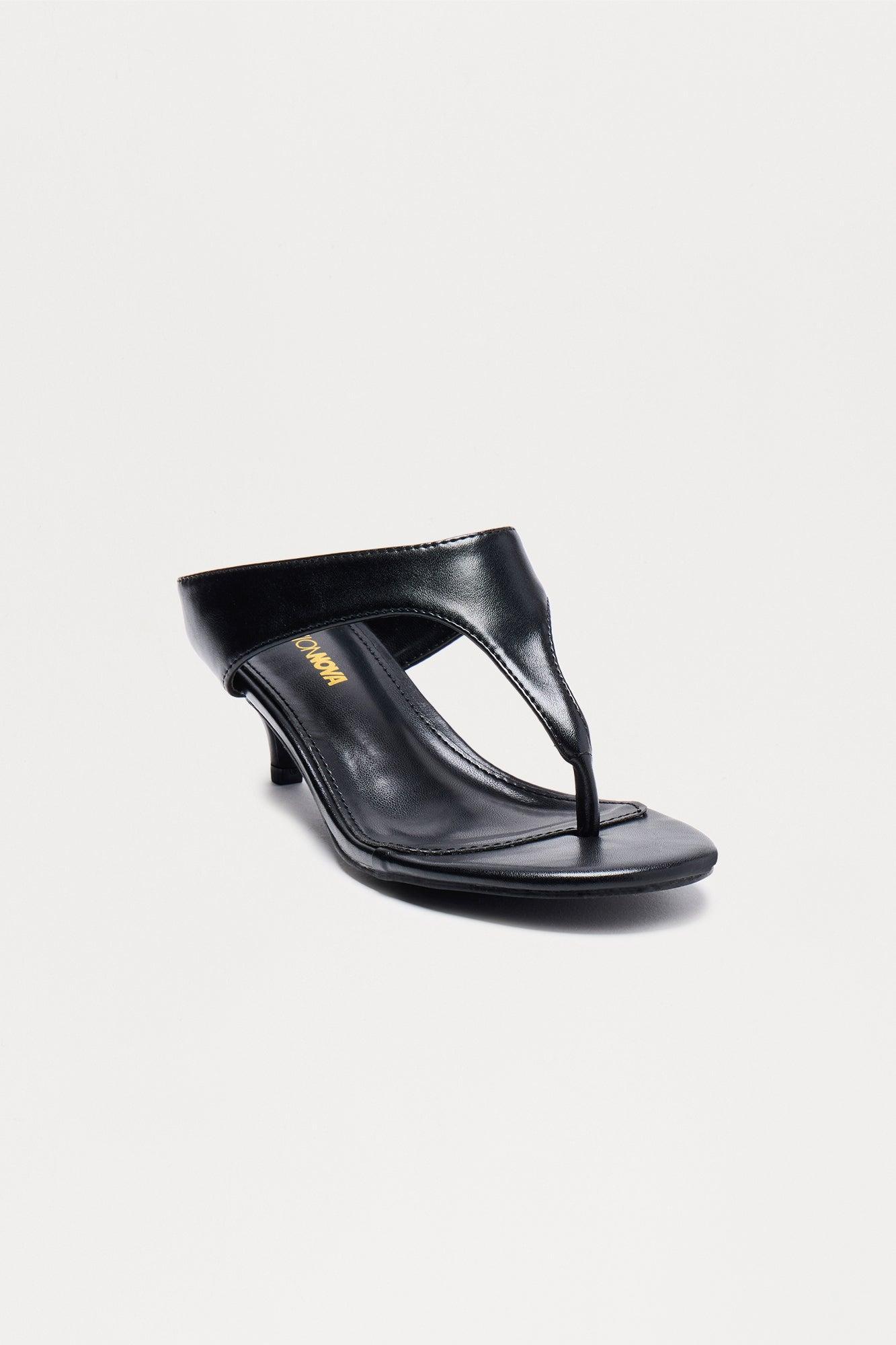 Morah Thong Kitten Heels - Black Product Image