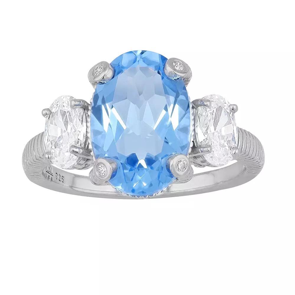 SIRI USA by TJM Sterling Silver Cubic Zirconia & Lab-Grown Blue Quartz Ring, Women's, Size: 8 Product Image