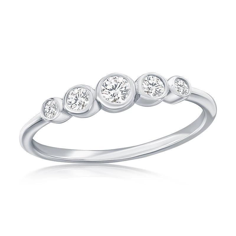 Argento Bella Sterling Silver Graduating Round Cubic Zirconia Ring, Women's, Size: 7 Product Image