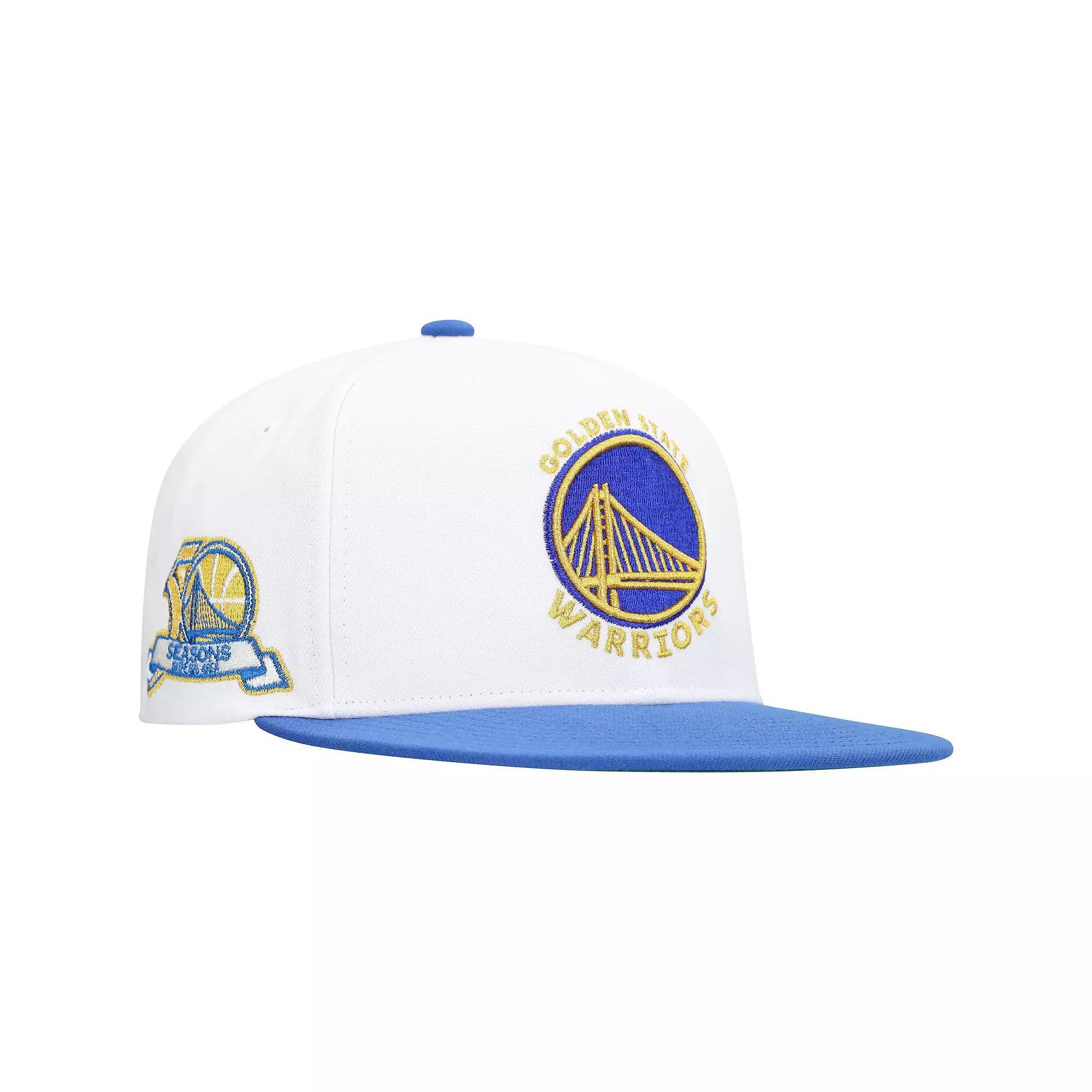 Men's Mitchell & Ness White Golden State Warriors  Soul Logo Shine 2-Tone Snapback Hat Product Image