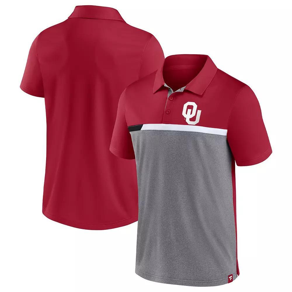 Men's Fanatics Branded Red/Heathered Gray Wisconsin Badgers Split Block Color Block Polo, Size: XL Product Image