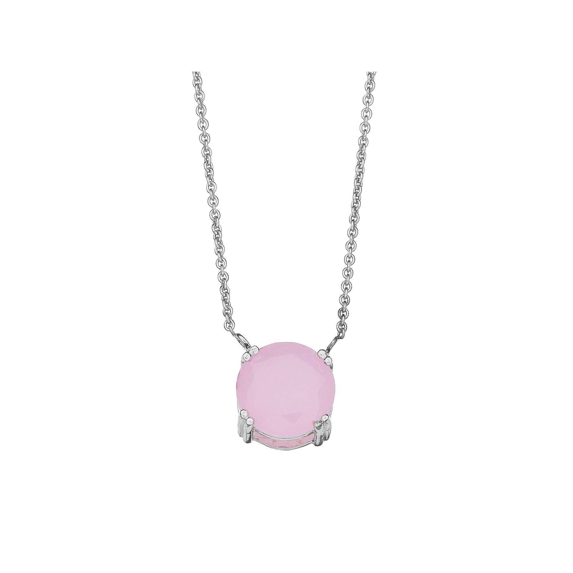 Aleure Precioso Sterling Silver Crystal Pendant Necklace, Women's, Size: 18", Silver Tone Pink Product Image