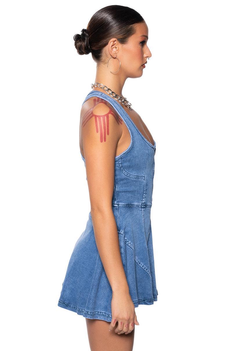VIVIAN DENIM MINI DRESS Product Image