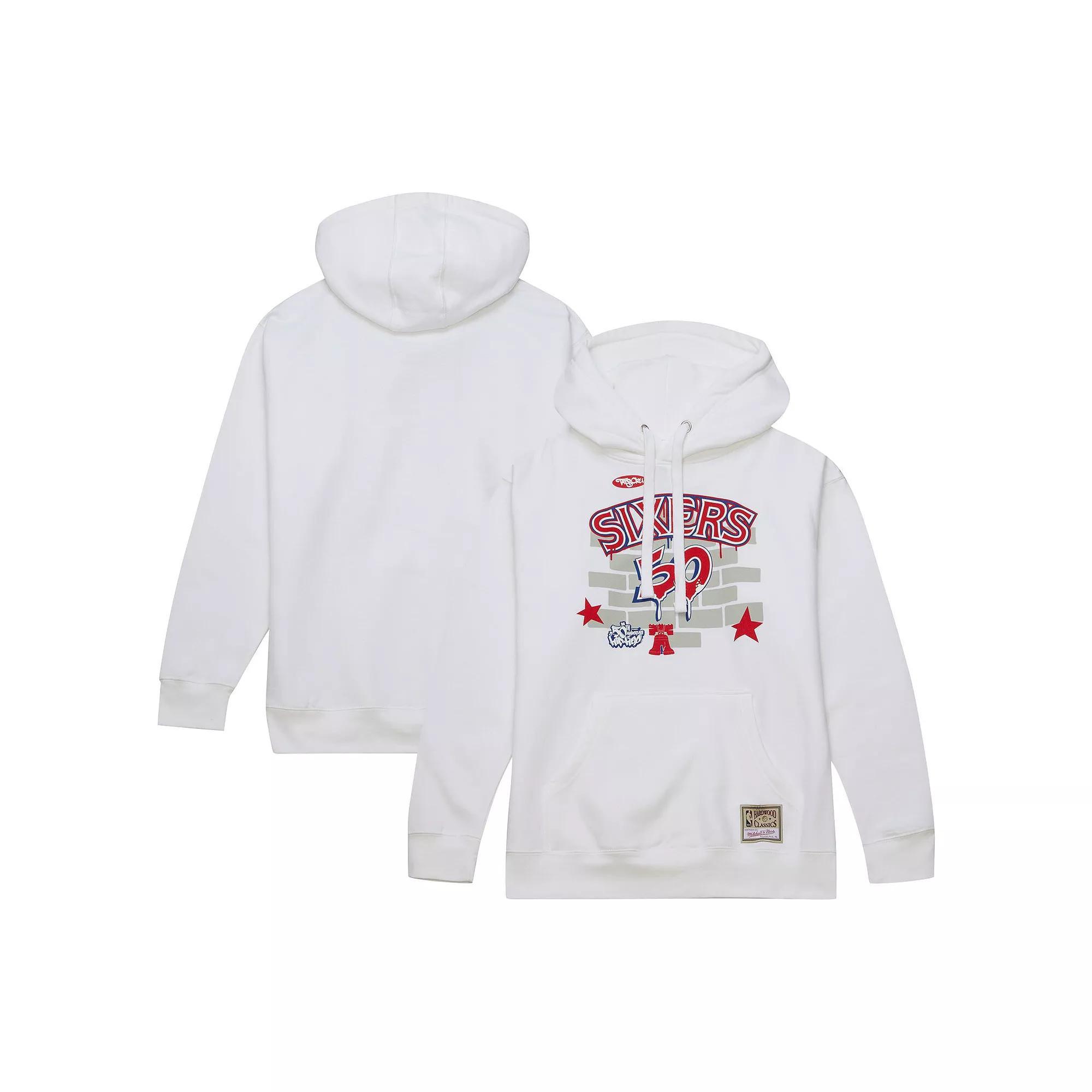 Men's Mitchell & Ness x Tats Cru White Philadelphia 76ers Hardwood Classics Brick Pullover Hoodie, Size: 2XL, 76r White Product Image
