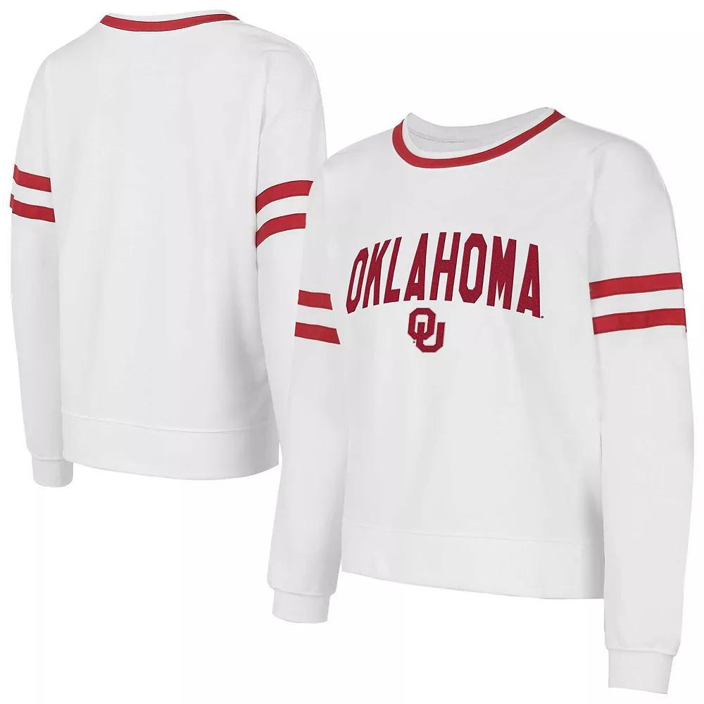 Women's Concepts Sport  White Oklahoma Sooners Borough French Terry Arch Over Long Sleeve T-Shirt, Size: 2XL Product Image