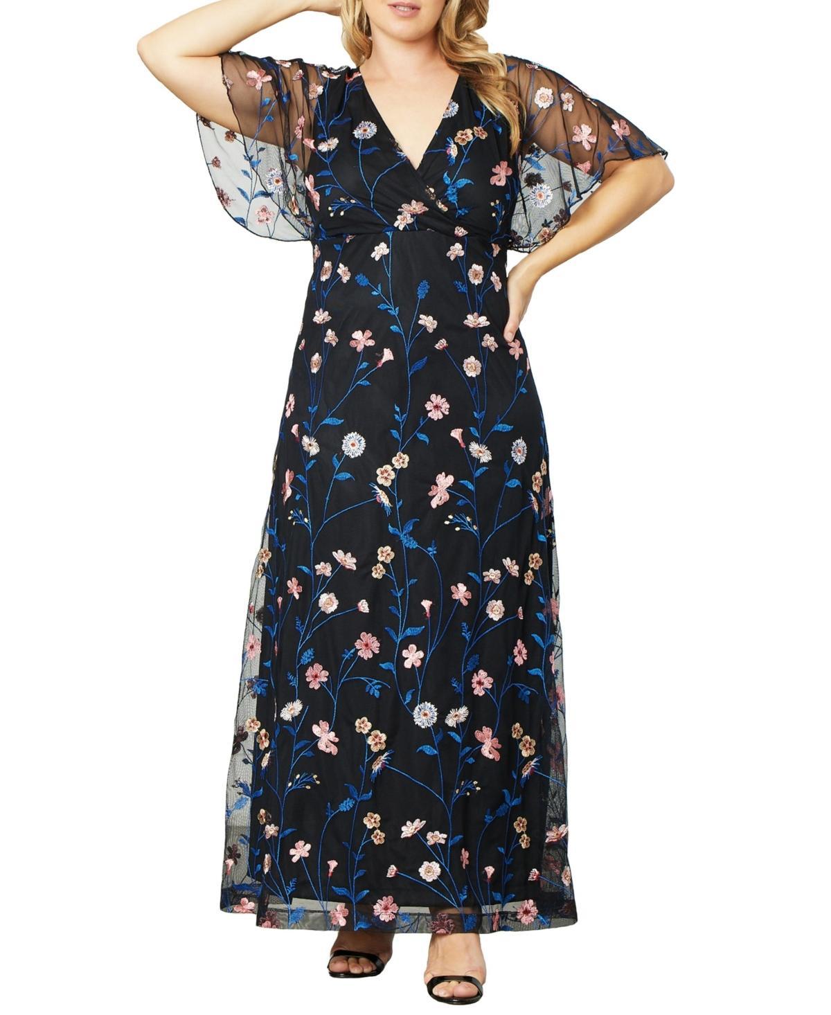 Womens Embroidered Elegance Floral Gown Product Image