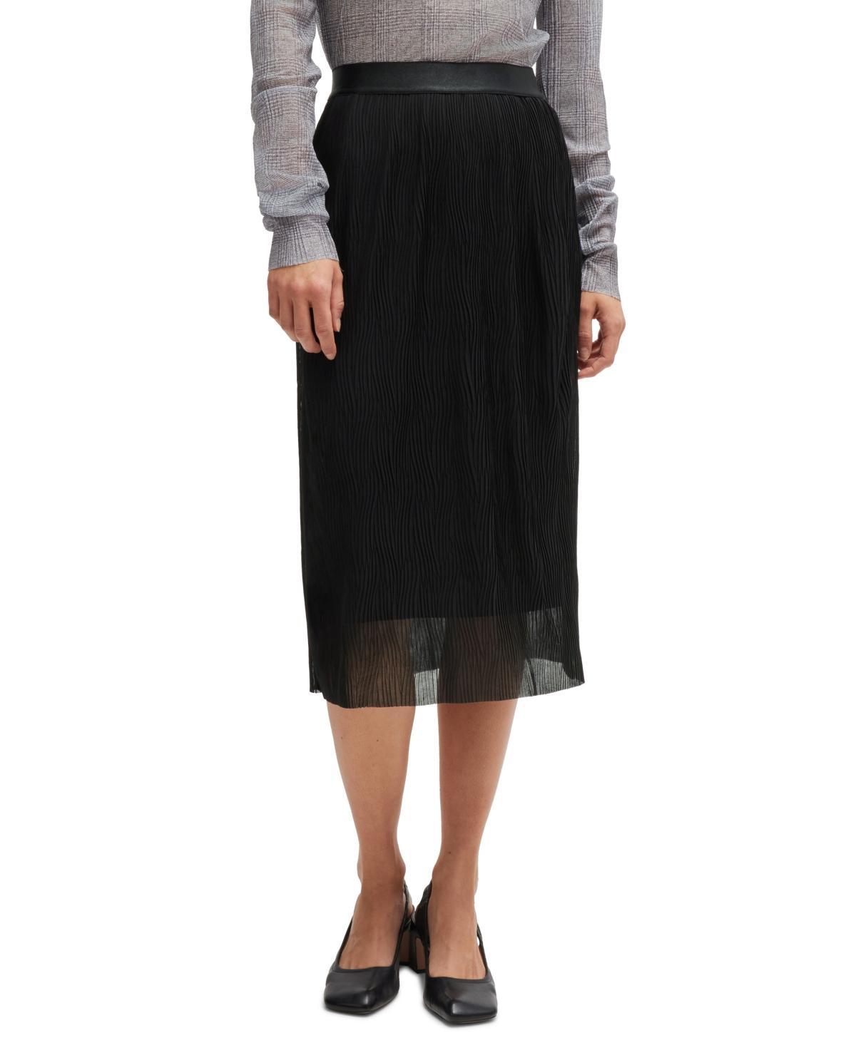 Womens Stretch-Tulle Skirt with Wavy Plisse Pleats Product Image