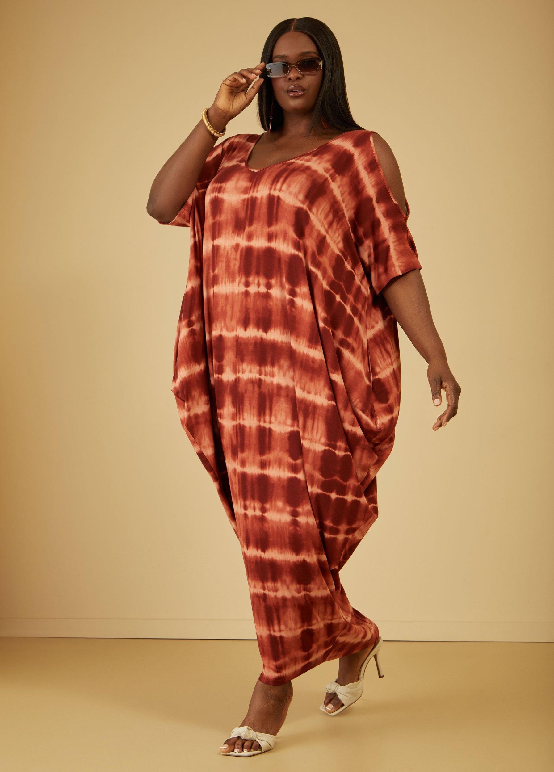 Cold Shoulder Tie Dyed Maxi Dress Product Image