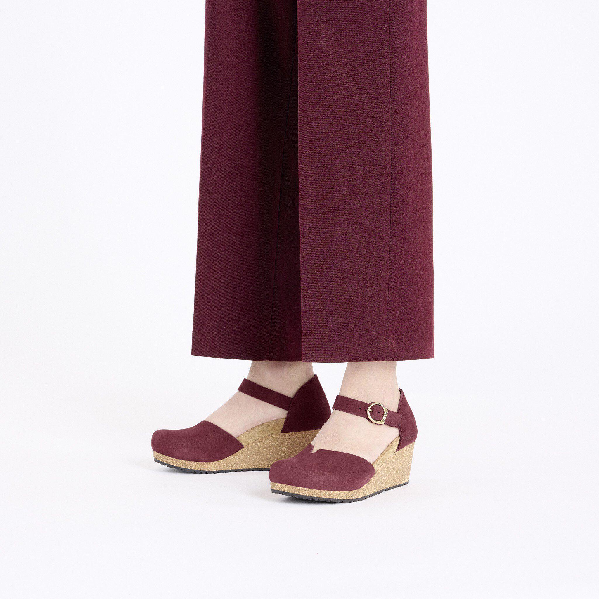 Mary Ring-Buckle Nubuck Leather Zinfandel Product Image