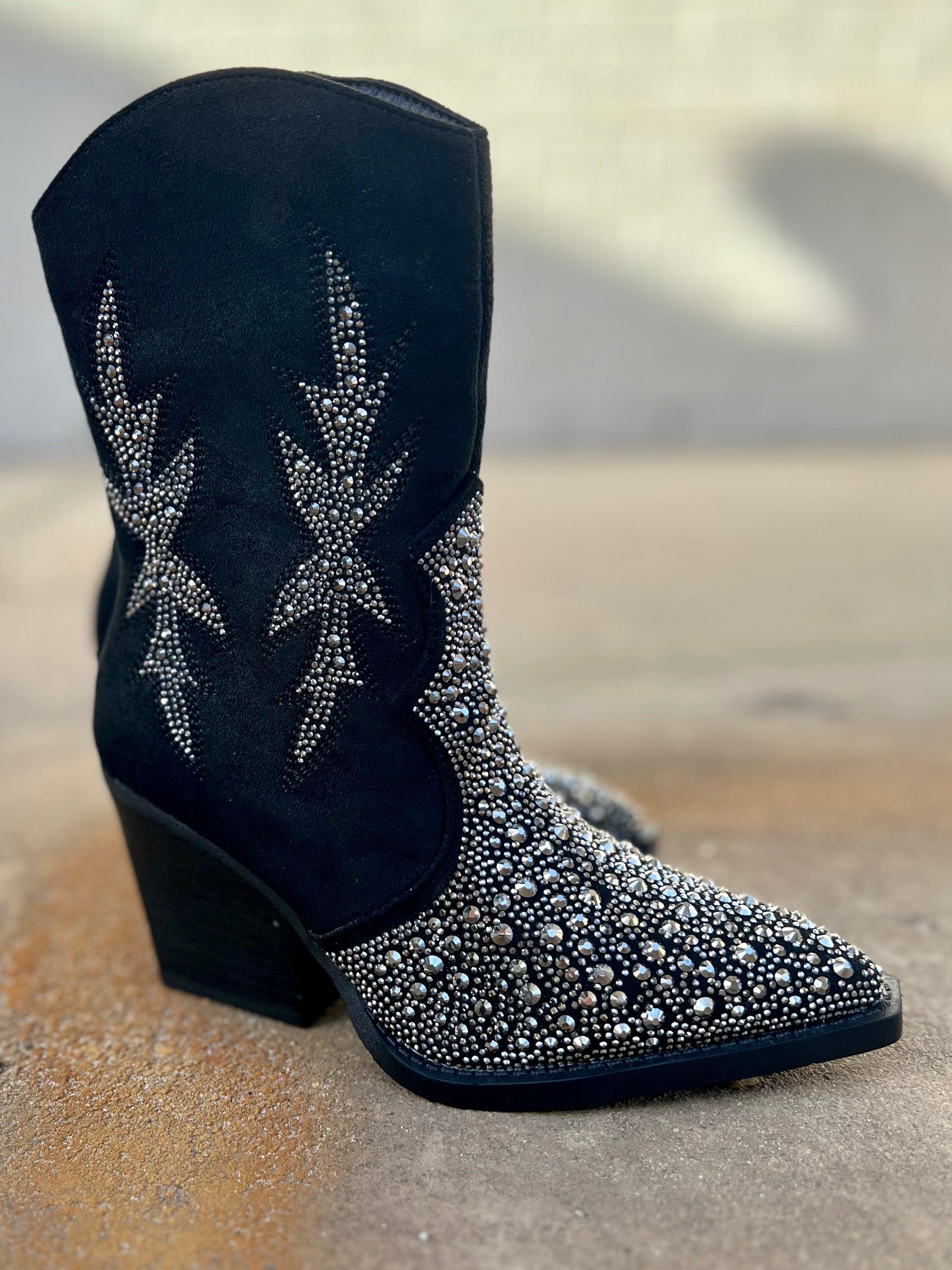 "Lux" Black Rhinestone Booties* Product Image