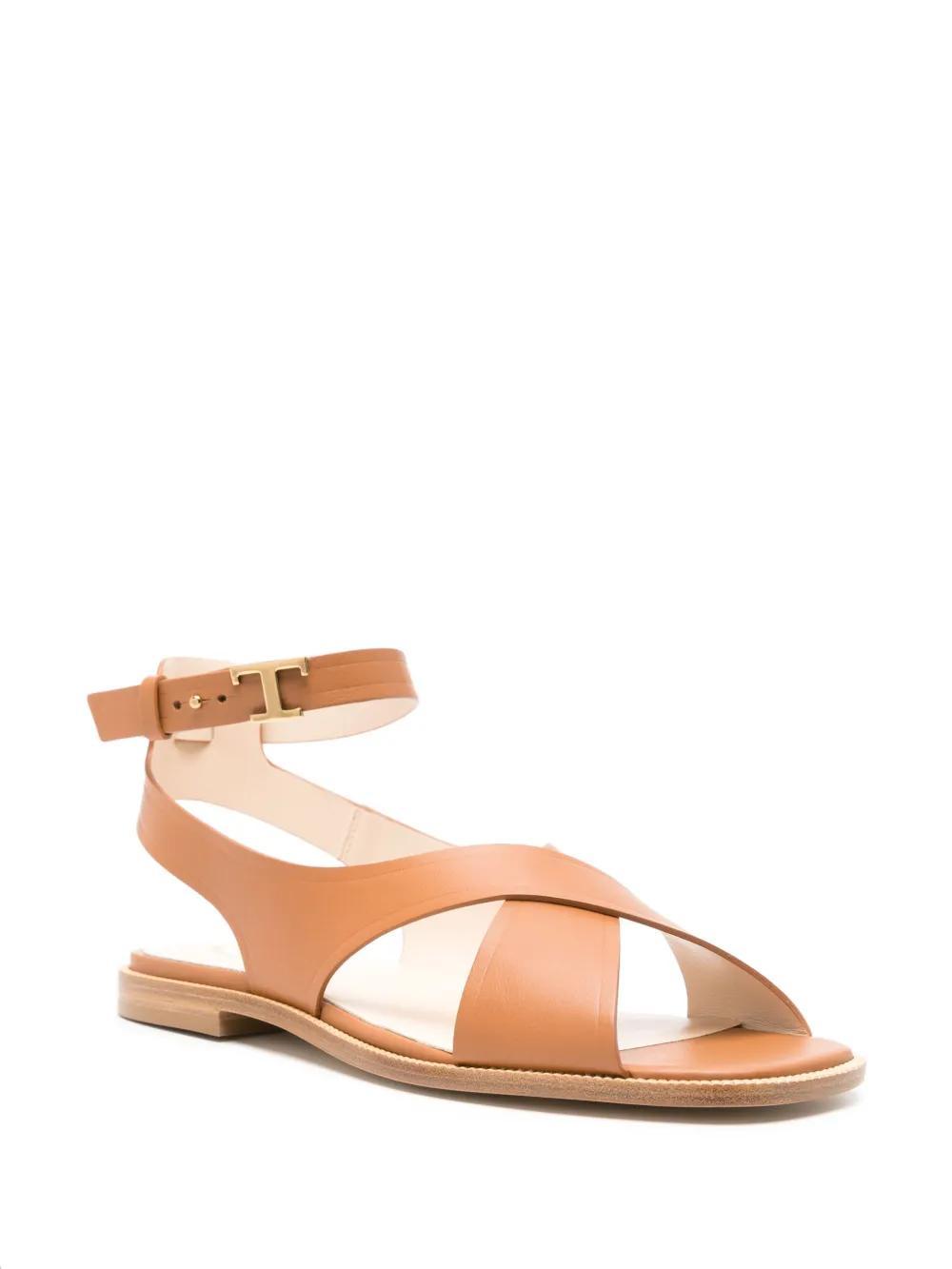 TOD'S Kenia Leather Sandals In Brown Product Image