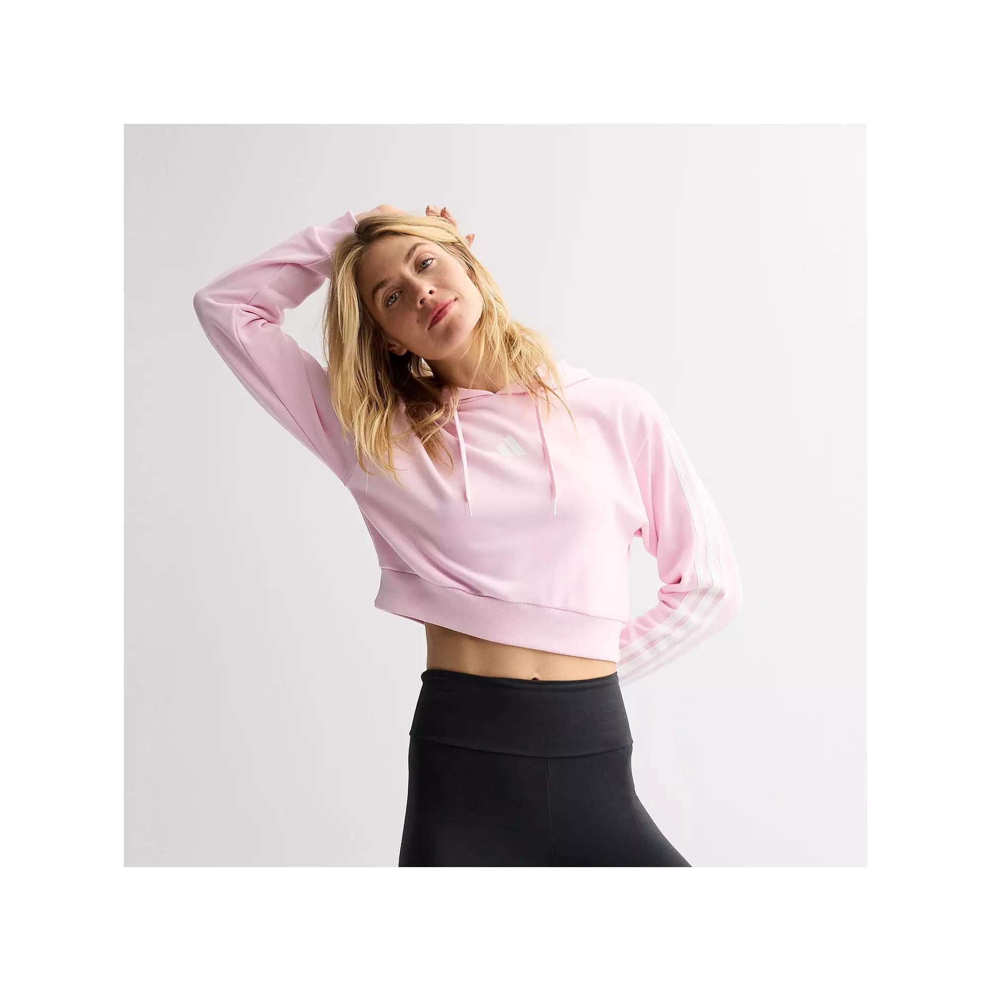 Women's adidas Essentials 3-Stripes French Terry Sportswear Hoodie, Size: XL, Black White Product Image