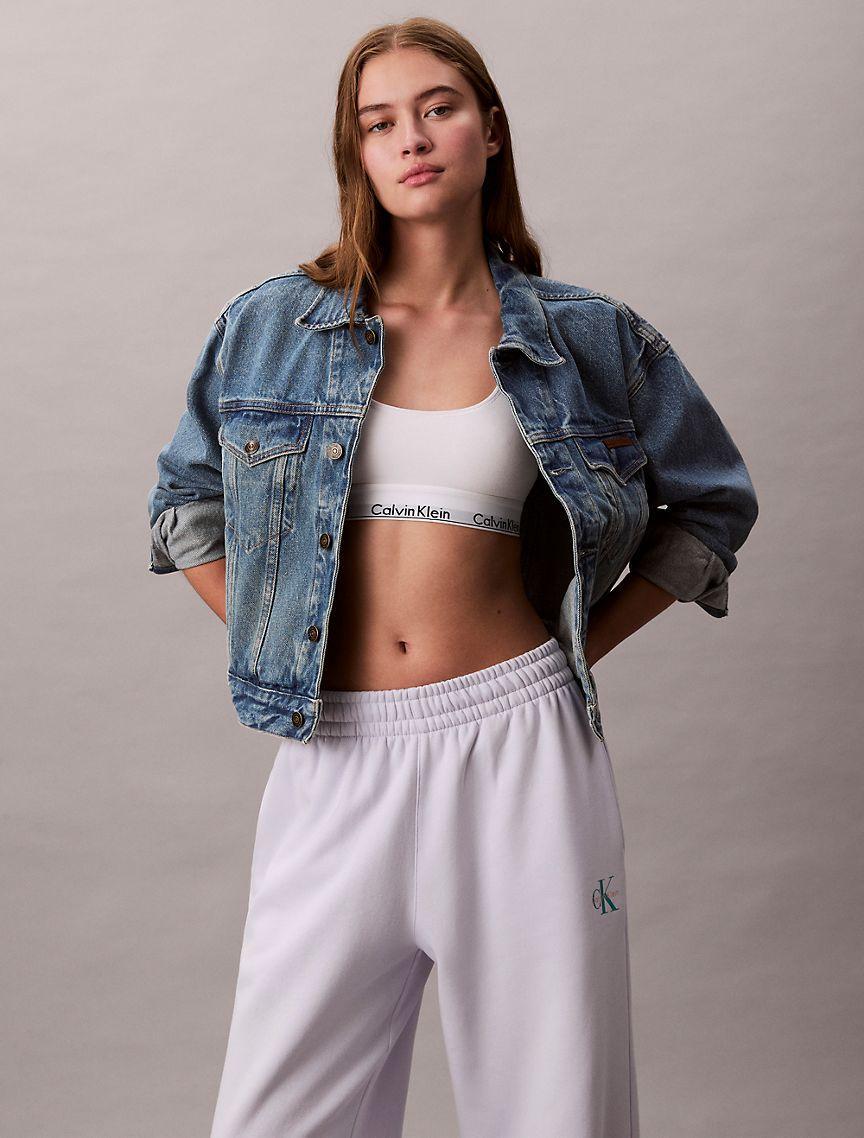 Monogram Logo Fleece Wide Leg Sweatpants Product Image