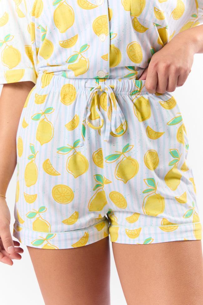 Under the Stars Lemon Print Pajama Shorts FINAL SALE Product Image