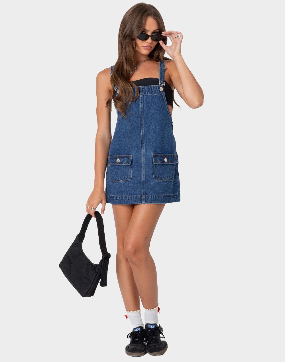 EDIKTED Overall Denim Mini Dress Product Image