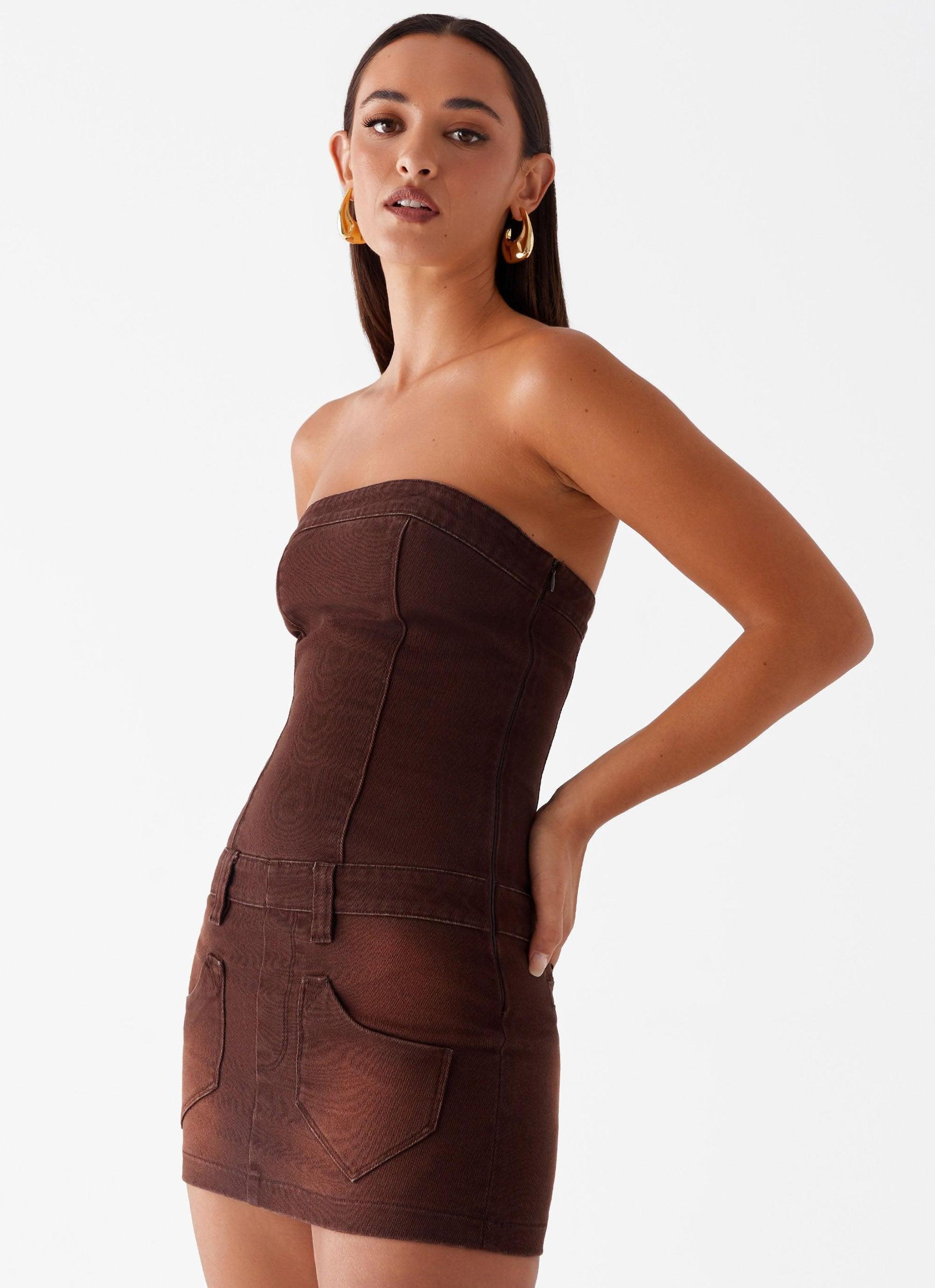 Heading South Mini Dress - Brown Product Image