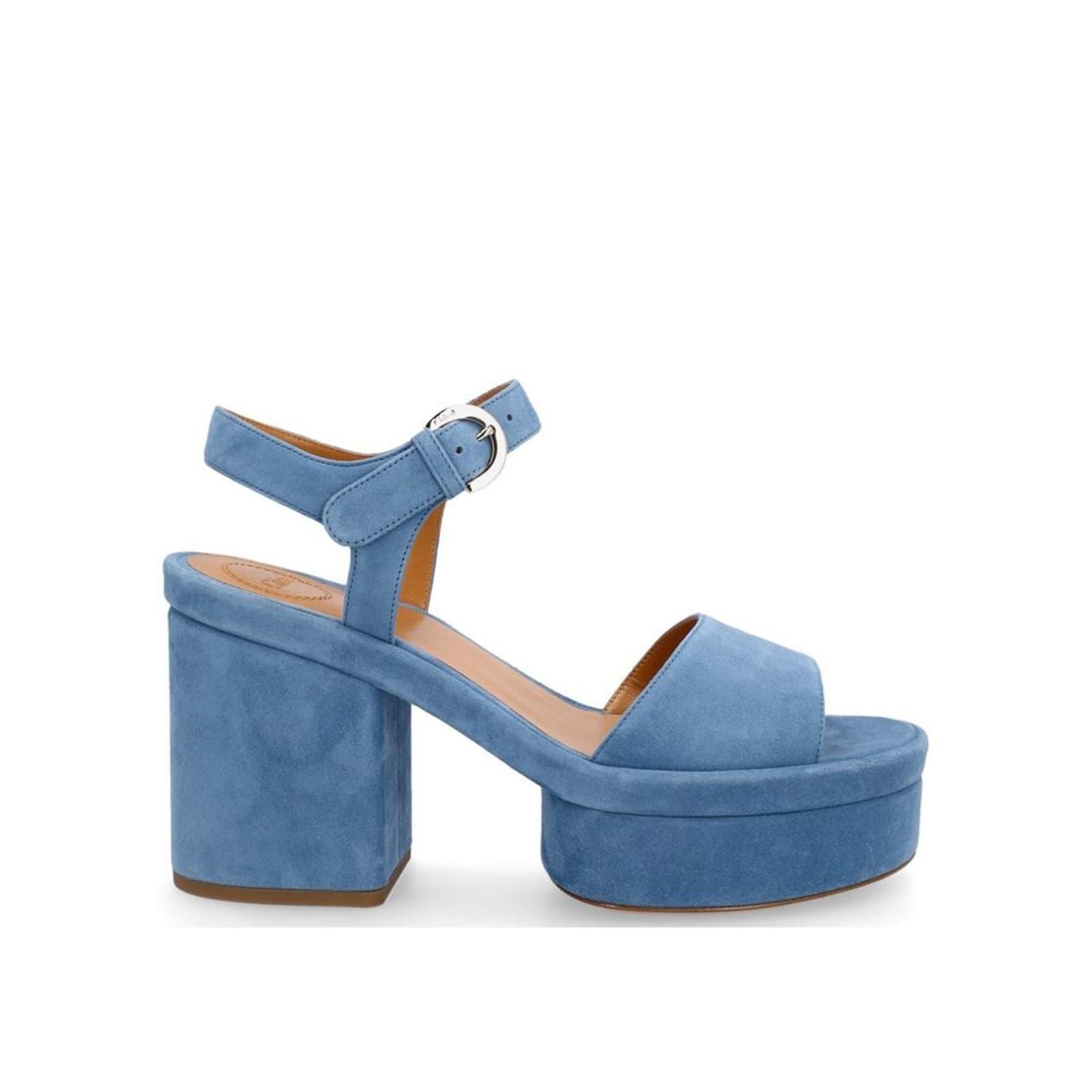CHLOÉ Chloe Platform Sandals Women In Blue Product Image