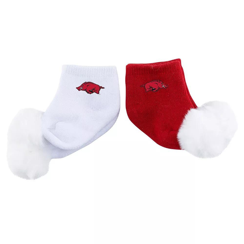 Infant ZooZatz Arkansas Razorbacks Two-Pack Pom Socks, Men's, Red Product Image