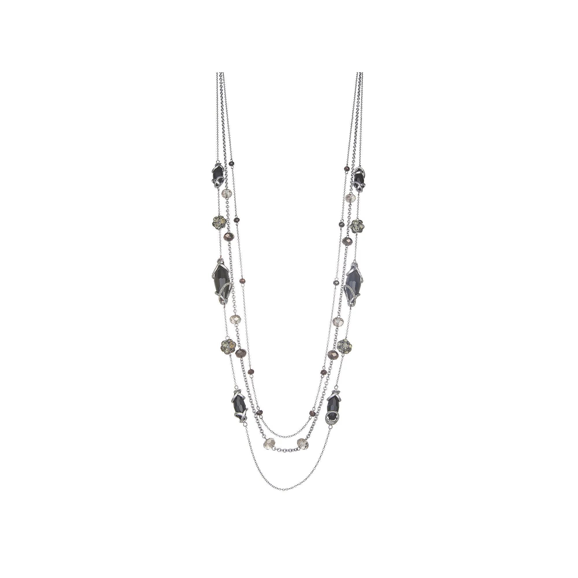 Simply Vera Vera Wang Jet Tone Beaded Stations Necklace, Women's, Black Product Image
