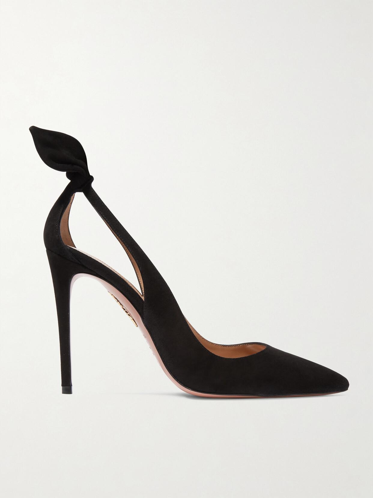 AQUAZZURA Bow Tie 85 Suede Pumps In Black Product Image