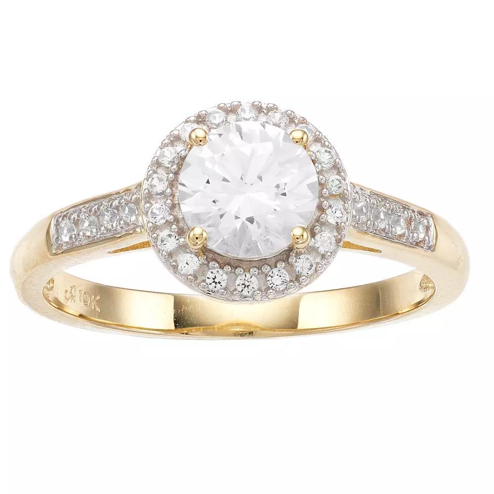 10k Gold Lab-Created White Sapphire Halo Ring, Women's, Size: 6 Product Image