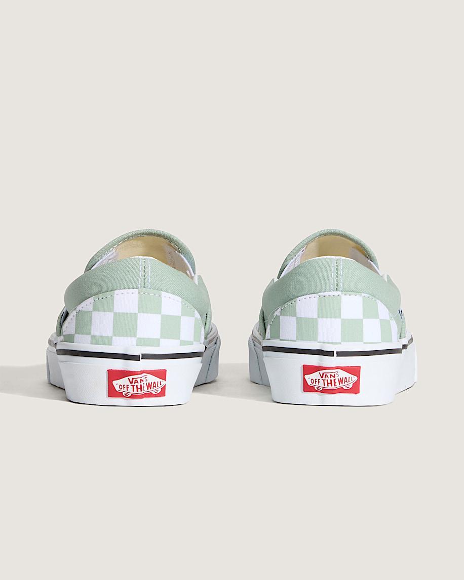 Classic Slip-On Checkerboard Shoe in Grey Mint Green / White| Vans US Product Image